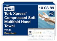 Kéztörlő, tömörített, Interfold, 2 réteg, 225 lap, H2 rendszer, Premium, TORK "Xpress Soft Multifold", fehér, (12 csom)