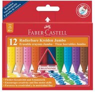 Zsírkréta, háromszögletű, FABER-CASTELL "Jumbo Grip", 12 különböző szín, (12 db)