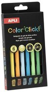 Zseléstoll, akril tintával, 0,7 mm, nyomógombos, APLI "Color Click", őszi színek, 6 különböző szín, (6 db)