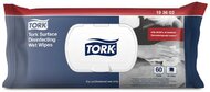 Felületfertőtlenítő tisztítókendő, nedves, 1 rétegű, 60 lap, visszazárható csomag, TORK, citrus, (60 lap)
