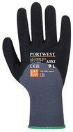 Védőkesztyű, nylon, nitrilhab, XL méret "DermiFlex Ultra Plus", szürke-fekete
