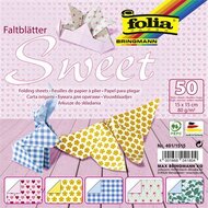 Origami papír, 15x15 cm, 80 g, 50 lap, FOLIA "Sweet", 5 különböző minta, (50 lap)