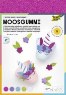 Moosgumi, öntapadó, csillámos, 20x29 cm, 5 lap, FOLIA "Magic", 5 különböző szín, (5 lap)
