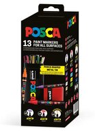 Dekormarker készlet, Posca fém dobozos, UNI "Posca", 13 különböző szín, (13 db)