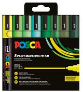 Dekormarker készlet, 1,8-2,5 mm, UNI "Posca PC-5M", 8 különböző zöld szín, (8 db)