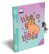 Emlékkönyv, lakattal, A5, keményfedeles, LIZZYSULI "Lollipop Capybara", zöld-lila