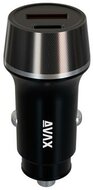 AVAX CC304B CARLY 38W Autós töltő USB-C (PD3.0)+USB-A (QC) ,fekete
