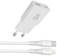 AVAX CH6414 30W GaN töltő és USB-C-Lightning szilikon kábel, fehér