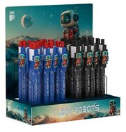 Golyóstoll display, 0,8 mm, nyomógombos, vegyes, ICO "Robot", kék, (48 db)