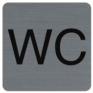 Információs tábla, öntapadó, 7,5x7,5 cm, alumíniumhatású, EXACOMPTA, "WC"