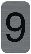 Információs tábla, öntapadó, 2,5x4,4 cm, alumíniumhatású, EXACOMPTA, 9-es