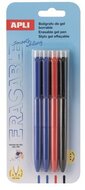 Zseléstoll, 0,5 mm, nyomógombos, radírozható, APLI "Erasable", vegyes színek, (4 db)