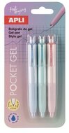 Mini zseléstoll, 0,5 mm, nyomógombos, APLI "Pocket Gel", vegyes pasztell színek, (3 db)