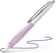 Golyóstoll, 0,5 mm, nyomógombos, fehér-rózsaszín tolltest, SCHNEIDER "Haptify", kék