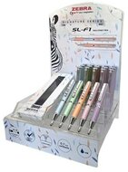 Golyóstoll display, 0,24 mm, teleszkópos, ZEBRA "SL-F1 B", kék, pasztell színek, (20 db)