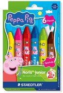 Zsírkréta, hatszögletű, jumbo, STAEDTLER „Noris® junior 224", Peppa malac, 6 szín, (6 db)