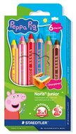 Színes ceruza készlet, hatszögletű, jumbo, STAEDTLER „Noris® junior 140", Peppa malac, 6 szín, (6 db)