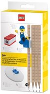 Grafitceruza szett, HB, hegyezővel, radírral, mini figurával, LEGO, (7 db)