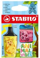 Szövegkiemelő készlet, 2-5 mm, STABILO "Boss Mini Animal Vibes", 3 különböző szín, (3 db)