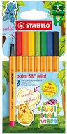 Tűfilc készlet, 0,4 mm, STABILO "Point 88 Mini Animal Vibes", 8 különböző szín, (8 db)