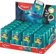 Hegyező és radír display, kétlyukú, tartályos, MAPED "Connect Dragon", sárkány, (20 db)