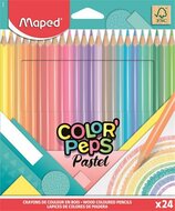 Színes ceruza készlet, háromszögletű, MAPED "Color'Peps Pastel", 24 különböző pasztell szín, (24 db)