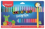 Filctoll készlet, 3,7 mm, kimosható, MAPED „Color'Peps Long Life 2", 24 különböző szín, (24 db)