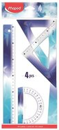 Vonalzókészlet, műanyag, törhetetlen, 4 darabos, MAPED „Arctic jégvilág", (4 db)