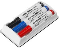 Tábla- és flipchart marker készlet tartóban, 1-3 mm, kúpos, ICO "11 XXL", 3 különböző szín +táblatörlő