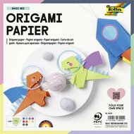 Origami papír, 20x20 cm, 70 g, 100 lap, FOLIA, vegyes színek, (100 lap)