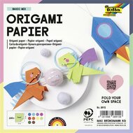 Origami papír, 15x15 cm, 70 g, 100 lap, FOLIA, vegyes színek, (100 lap)