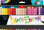 Ecsetirón készlet, tartóval, FABER-CASTELL "Black Edition", 50 különböző szín, (50 db)