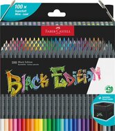 Színes ceruza készlet, háromszögletű, FABER-CASTELL "Black Edition", 100 különböző szín, (100 db)