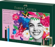 Színes- és grafitceruza készlet, FABER-CASTELL "Polychromos & Pitt Graphite Matt" , 40 db-os szett, (40 db)
