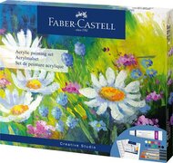 Akrilfesték készlet festővászonnal, tubusos, FABER-CASTELL "Creative Studio", 12 különböző szín, (18 db)
