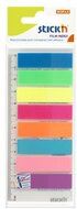 Jelölőcímke, műanyag, 8x25 lap, 45x12 mm, STICK N, neon színek, (200 lap)