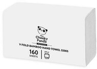 Kéztörlő, bambusz, V hajtogatott, 2 rétegű, 160 lap, 21,5x22,5 cm, CHEEKY PANDA, fehér, (20 csom)