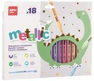 Filctoll készlet, 3,6 mm, kimosható, metálfényű, APLI Kids "Metallic", 18 különböző szín, (18 db)