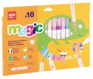 Filctoll készlet, kétvégű, kimosható, APLI Kids "Magic", 18 különböző szín, (18 db)