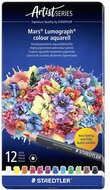 Akvarell színes ceruza készlet, hatszögletű, fémdobozos, STAEDTLER "Mars® Lumograph® 104", 12 különböző szín, (12 db)