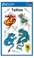 Matrica, tetoválás, 1 ív, 76x120 mm, AVERY ZWECKFORM, "Z-Design No.56404", sárkányok