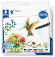 Tűfilc készlet, 0,3 mm, STAEDTLER "triplus® fineliner 334", 40 különböző szín, (40 db)