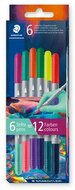 Filctoll készlet, 1/3 mm, kétvégű, kimosható, STAEDTLER® "3280", Multiverzum 1, 6 különböző szín, (6 db)