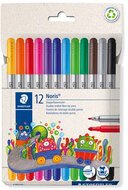 Filctoll készlet, 1-3 mm, kétvégű, kimosható, STAEDTLER "Noris® 320, 12 különböző szín, (12 db)