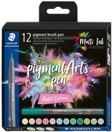 Ecsetirón készlet, STAEDTLER "Pigment brush 371", 12 különböző pasztell szín, (12 db)