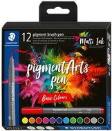 Ecsetirón készlet, STAEDTLER "Pigment brush 371", 12 különböző alapszín, (12 db)