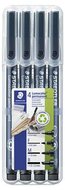 Alkoholos marker készlet, OHP, STAEDTLER "Lumocolor® 31", 4 különböző vonalvastagság, fekete, (4 db)