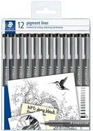 Tusfilc készlet, 12 különböző vonalvastagság, STAEDTLER "Pigment Liner 308", fekete, (12 db)