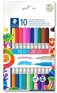 Filctoll készlet, 1/3 mm, kétvégű, STAEDTLER® "3280", 20 különböző szín, (10 db)