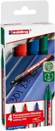 Alkoholos marker készlet, 1,5-3 mm, kúpos, EDDING "300", 4 különböző szín, (4 db)